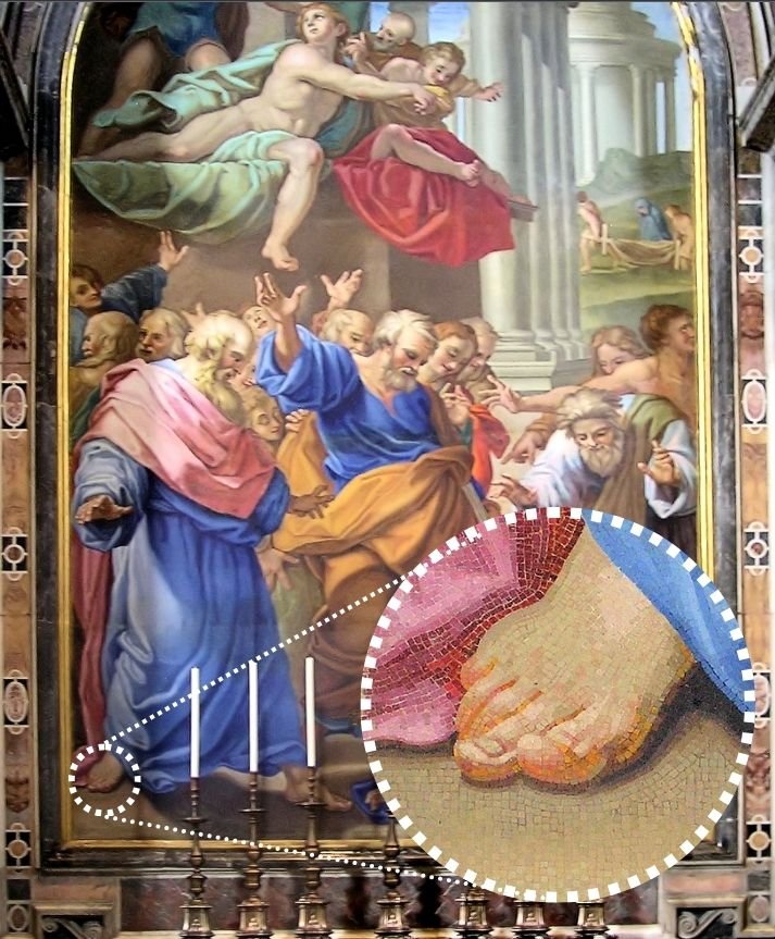 Una "pintura" hecha de teselas (mosaico), en la Basílica de San Pedro, Estado del Vaticano.