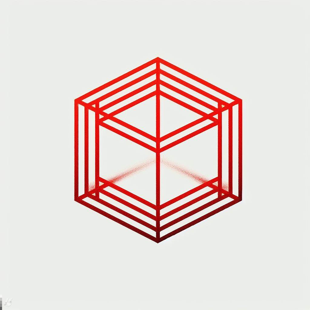 Esquema de un cubo hecho con líneas rectas y gruesas